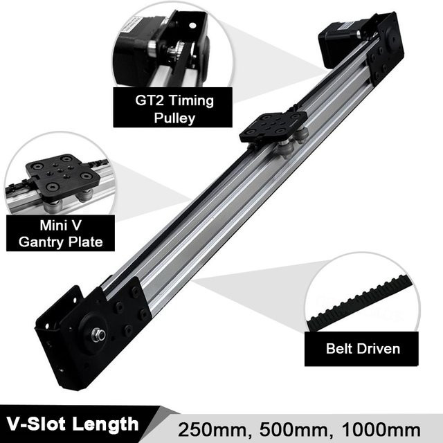 OpenBuilds V-Slot Mini V Linearaktuator mit NEMA17 Schrittmotor und Riemenantrieb in Schwarz für CNC Bewegungstisch DIY-Teile - Bild 1