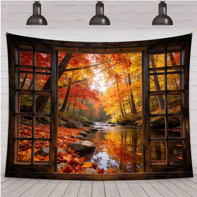 Wandteppich mit Waldlandschaft im Herbstdesign von JMG Household Supplies, Mehrfarbig, B: 300 cm, H: 150 cm - Bild 1
