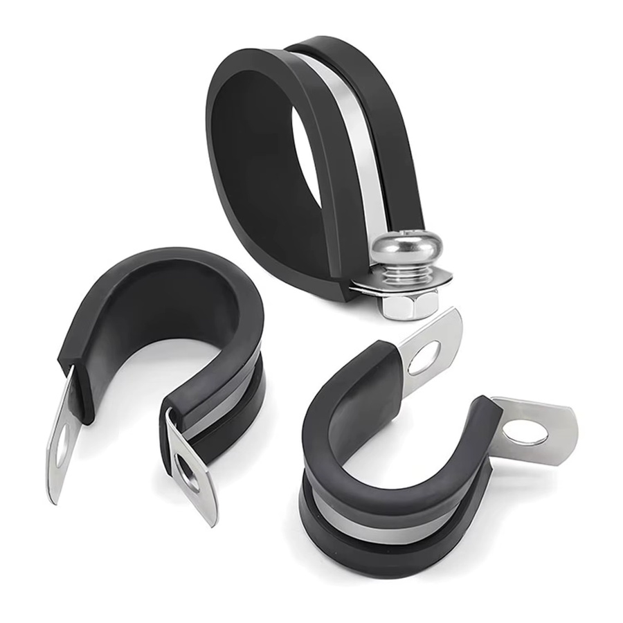 JH ZPXH Gummi-Kabelklemme aus Edelstahl 304 in Schwarz, R-Form, isoliert und gepolstert für die Drahtkabel-Installation, 6–60 mm - Bild 5