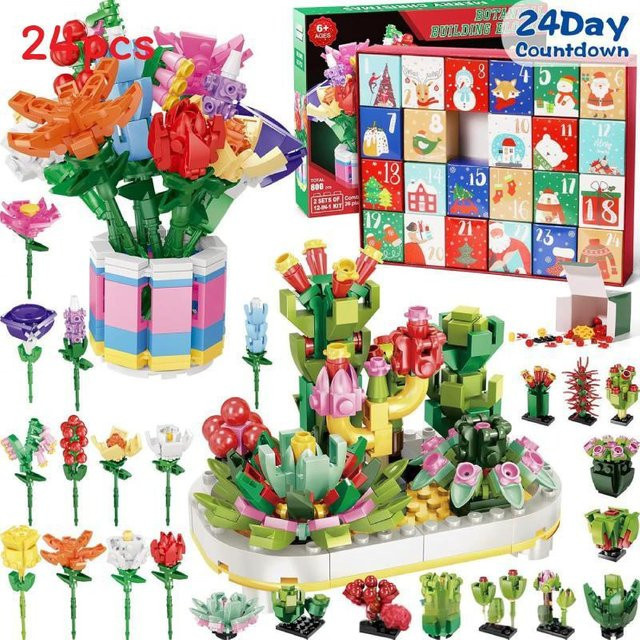 CanvasHue Weihnachtsblumenstrauß Countdown Adventskalender Bausteine Box - Bild 1