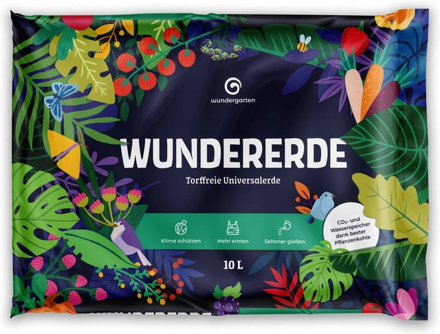 Wundergarten Wundererde Torffreie Pflanzerde mit Pflanzenkohle für Garten, Balkon, Zimmerpflanzen und Hochbeete, 10 l - Bild 1