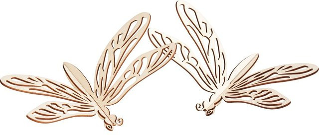 VBS Holz-Steckmotiv Fliegende Libellen in Beige, 2 Stück, H x B x T: 12 x 12 x 2 cm - Bild 1