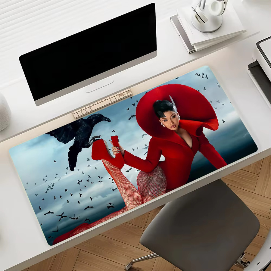 Großes Mauspad mit Cardi B Motiv in Multicolour, rutschfest und wasserdicht mit genähtem Rand für Gaming, Büro und Alltag - Bild 4