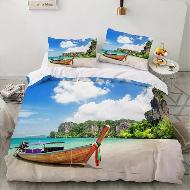 Premium Bettwäscheset mit Meeresbewohnern und tropischem Ozean-Motiv in Blau, 2-teilig, Breite: 135 cm, Höhe: 200 cm - Bild 1