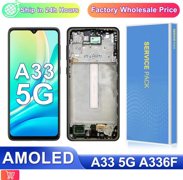 Samsung Galaxy A33 5G AMOLED LCD Display mit Touchscreen Digitizer Montage und Rahmen in Schwarz, 6,4 Zoll - Bild 1
