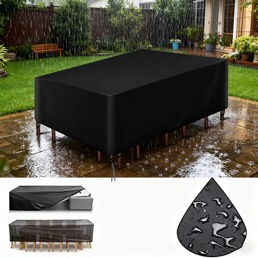 Universelle Outdoor Garten- und Terrassenabdeckung aus Polyester in Schwarz, B/H/T: 248,92 x 198,12 x 71,12 cm - Bild 2