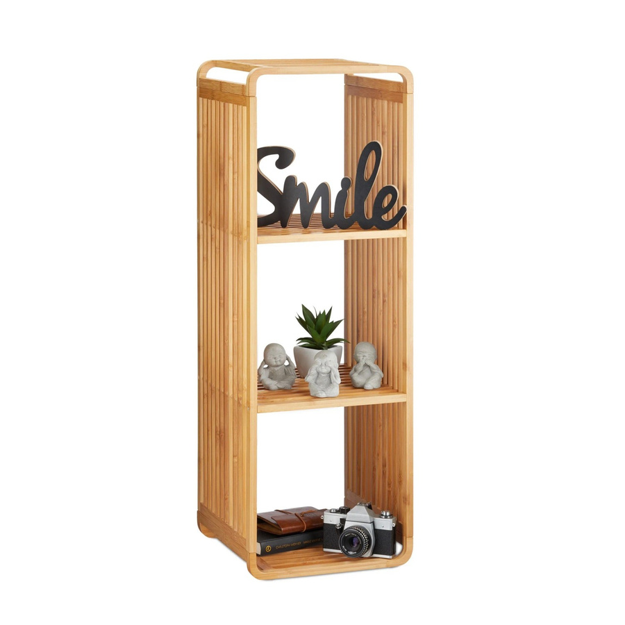 Relaxdays Bambus Regal Natur Beige mit 4 Ablagen, B/T/H: 96 x 33 x 33 cm - Bild 2
