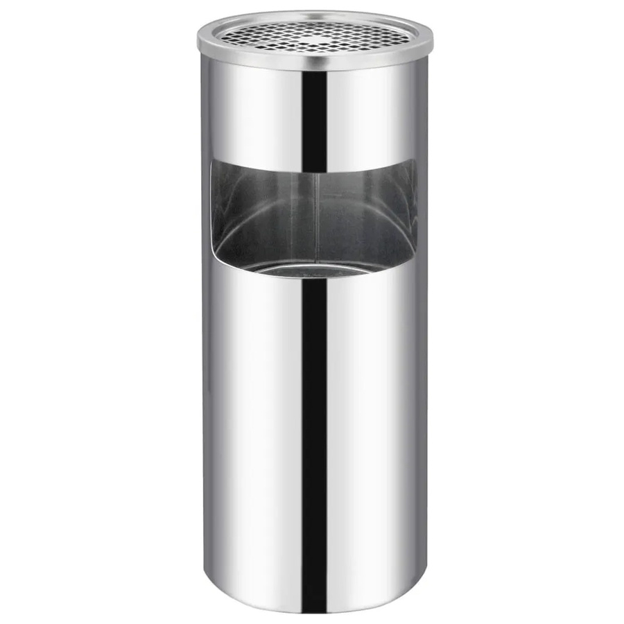 DELUKE Runder Standaschenbecher aus Edelstahl in Silber mit Inneneimer, 30L, B: 25 cm, H: 61 cm - Bild 2