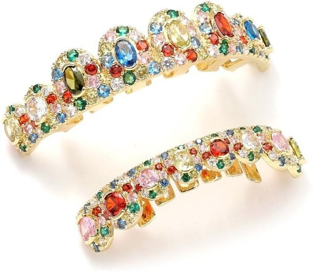 madis Grillz Kappen Set, Messing, Gold, Regenbogen, Unisex - Bild 1