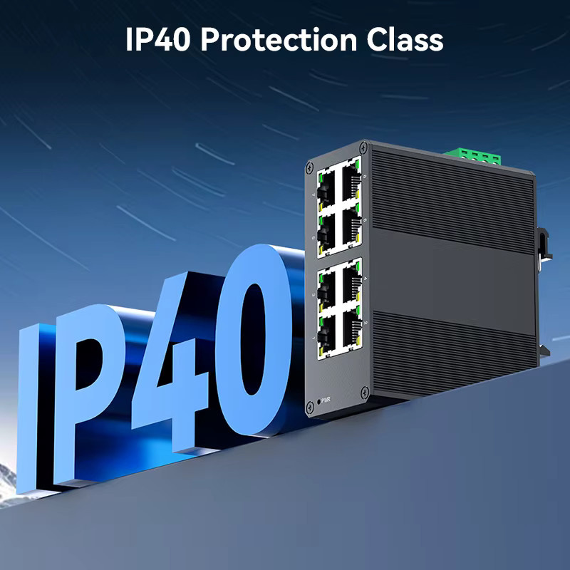 HORACO 8-Port Gigabit Industrie-Ethernet-Switch in Schwarz mit DIN-Schienenmontage und Plug-and-Play - Bild 2