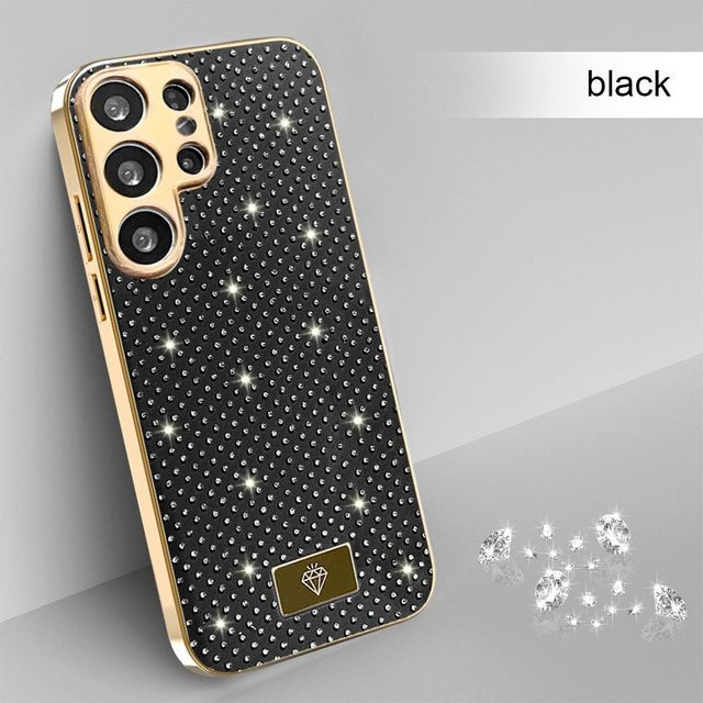 Glitzerbeschichtete Silikonhülle für Samsung Galaxy S23 Ultra Plus in Schwarz - Bild 1