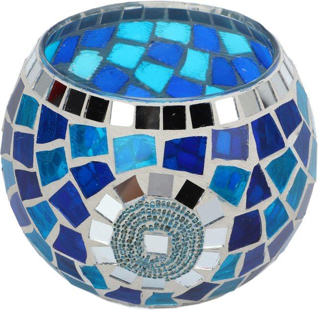 GoolRC Teelichthalter aus Glas im mediterranen Blaugrün mit Ozean-Design - Bild 1