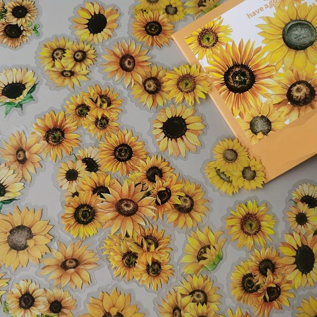 50 Stück XYNN Dekorative Aufkleber mit blauem Aquarell-Rosen- und Gänseblümchen-Design für Scrapbooking und Journaling - Bild 1