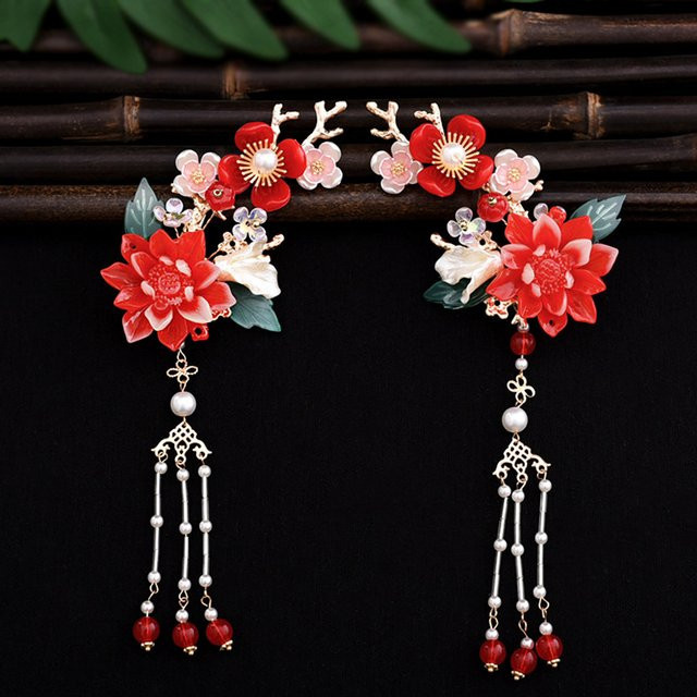 Haar Clip Blume mit Quaste, Metall, Damen - Bild 1