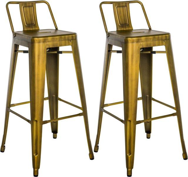 DELUKE 2er Set Barhocker LEKEL in Gold aus Metall im Industrial-Stil, H x B x T: 96 x 44 x 43 cm - Bild 1