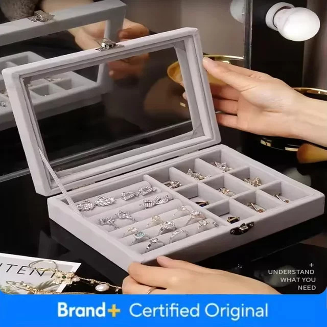 Amagi Schmuck-Organizer-Box, Samt und Glas, Unisex - Bild 1