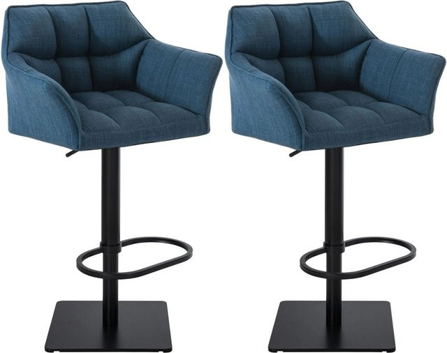 DELUKE 2er Set Barhocker SIHAR in Blau, höhenverstellbare Barstühle mit Lehne und 360 Grad Drehbarkeit, B/T/H: 64 x 45 x 88 cm - Bild 1