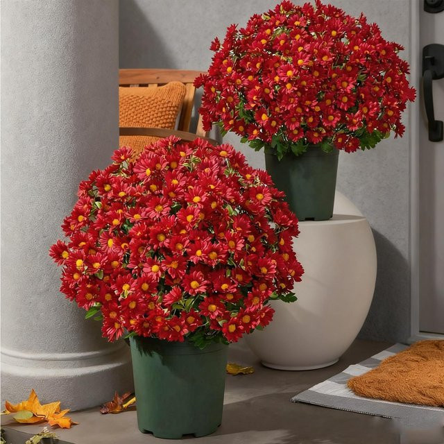 Künstliche Sonnenuntergangsblumen in Rot für Außenbereich und Innenräume - Bild 1