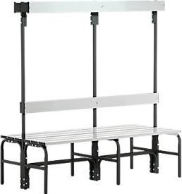 Sypro Umkleidebank mit Garderobenteil aus Edelstahl und Aluminium in Anthrazit, Breite: 150 cm - Bild 1