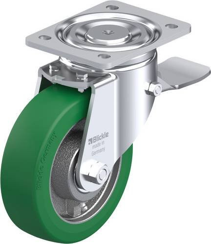 Blickle Lenkrolle LH-GST 160K-ST mit Feststeller in Grün und Silber, Rad-Durchmesser: 16 cm, Tragfähigkeit: 600 kg - Bild 1