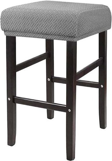 Yiran Furniture Hockerbezug aus Jacquard Polyester in Grau, elastischer Sitzbezug für Barhocker und Sattelsitze - Bild 1