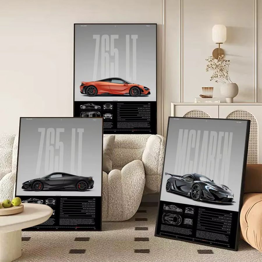 Dekoratives Wandbild McLaren Sportwagen Design Poster in Schwarz - Bild 3