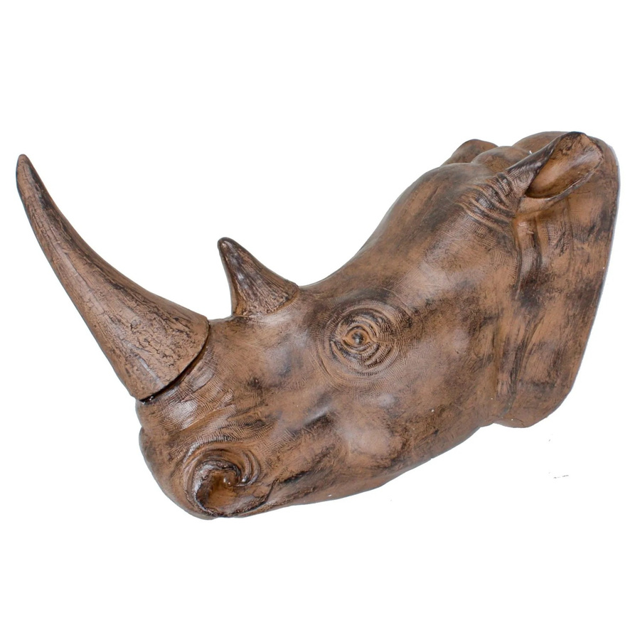 DELUKE Deko-Geweih Nashorn aus Polyresin in Antik-Braun, rustikale Tier-Dekoration, B/T/H: 28 x 61 x 52 cm - Bild 2