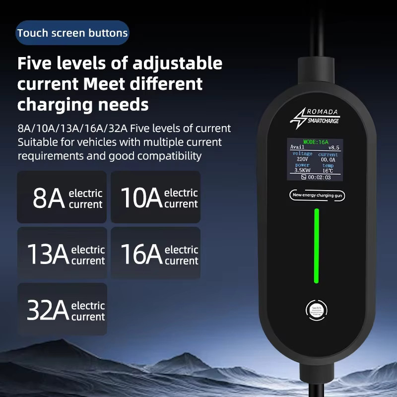 ROMADA Tragbares EV-Ladegerät mit Typ2 und GB/T Stecker, 16 A, 1 Phase, 3,5 kW, Wallbox-Ladestation für Elektrofahrzeuge - Bild 2