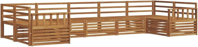 vidaXL Sofagarnitur aus Massivholz Akazie in Braun, 7-teiliges U-Shape Sofa Set - Bild 1