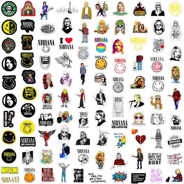125 Stück Nirvana Band Rock Mini Aufkleber Set von Binchi Outdoor Product in Multicolour für DIY Deko von Handy und Notizbuch - Bild 1