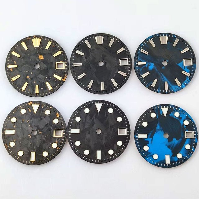 OUMASHI Zifferblatt, Kohlefaser, blau, 28,5 mm, passend für NH34NH35NH36 Uhrwerk - Bild 1
