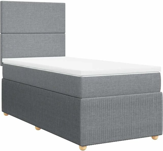 vidaXL Boxspringbett Hybrid mit Matratze und Taschenfederkern, Hellgrau, B: 80 cm, T: 200 cm - Bild 1