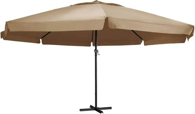 vidaXL Sonnenschirm mit Aluminium-Mast in Taupe mit Polyesterbespannung, Durchmesser: 600 cm - Bild 1