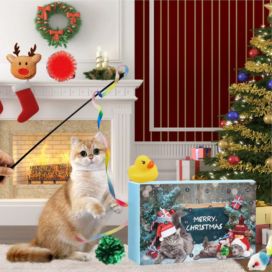 Weihnachtskalender 2025 mit Kätzchenspielzeug für 24 Tage in Blau und Multicolour - Bild 3