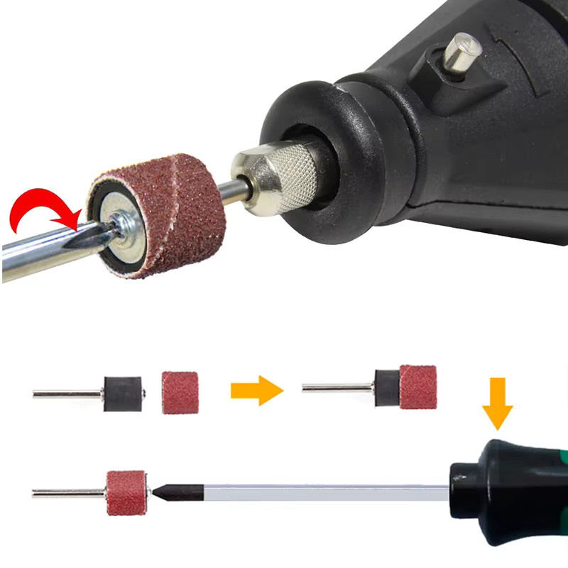 XCAN 120-teiliges Schleiftrommelset mit Schleifbändern und Sanddornen für Dremel-Rotationswerkzeuge, Körnungen 60, 80, 120 und 320 - Bild 5