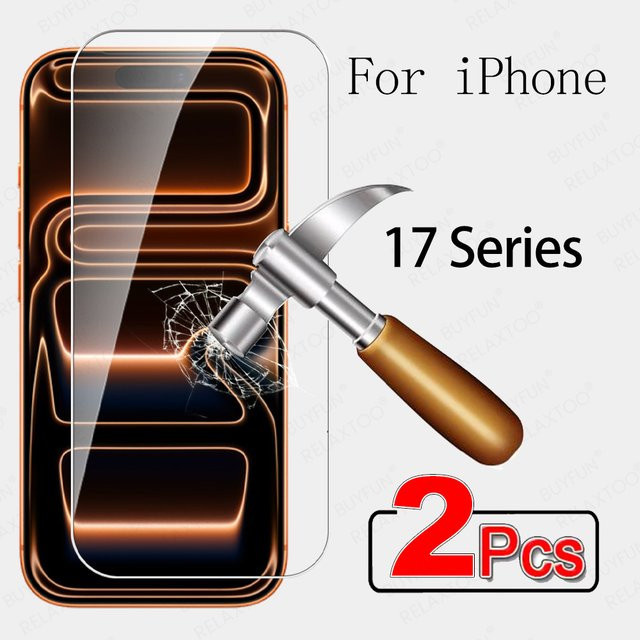 2 Stück Displayschutzfolie aus gehärtetem Glas für Apple iPhone 17 Pro Max, iPhone 17 Pro und iPhone 17 Air, transparent - Bild 1