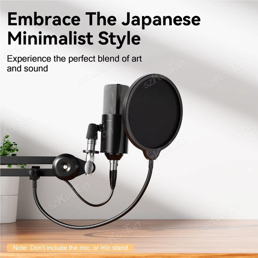 SZKOSTON Professionelles Studiomikrofon Set mit Popfilter, flexiblem Schwanenhals und zweilagigen Windschutzscheiben in Schwarz für AM8T BM88 K688 Mic - Bild 3