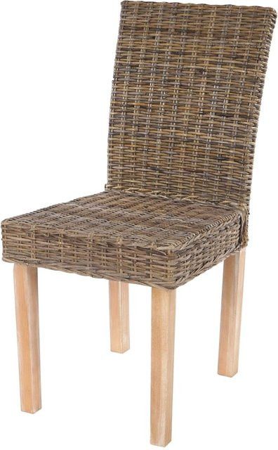 CHEFGASTRO Esszimmerstuhl 4er-Set aus Kubu-Rattan-Geflecht und Buche, Farbe Braun, H x B x T: 89 x 43 x 56 cm, Sitzhöhe: 46 cm - Bild 1
