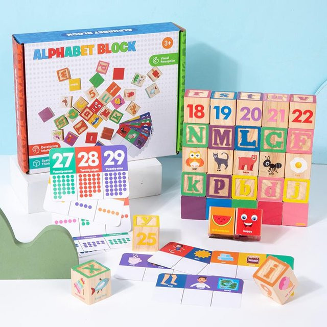 Cartoon Holz Zahlen Buchstaben Bausteine, 30-teiliges Set, ab 3 Jahre - Bild 1