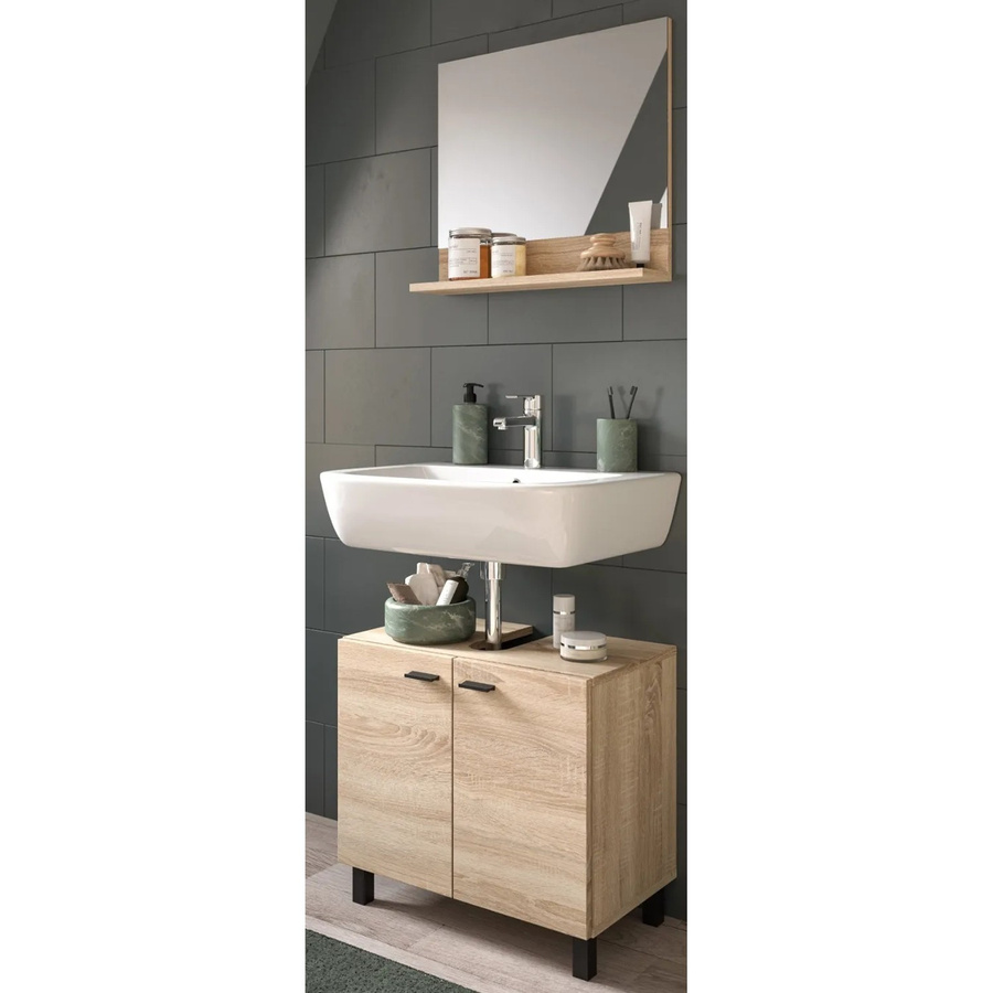 Inn.Furn Badmöbel-Set Lowell Eiche 2-teilig, Hängend oder Stehend, Braun/Schwarz Matt - Bild 2