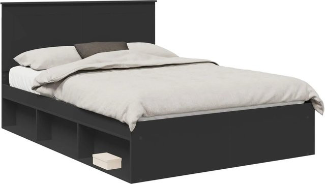 vidaXL Bettrahmen aus massivem Kiefernholz in Schwarz, B/T/H: 160 x 200 x 163 cm - Bild 1