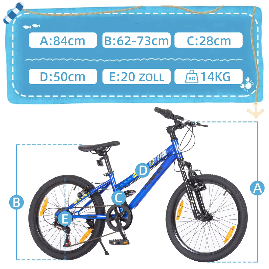 Sinaopus Kinder-MTB-Fahrrad, 20 Zoll, 6-Gang, leichtes Mountainbike - Bild 6