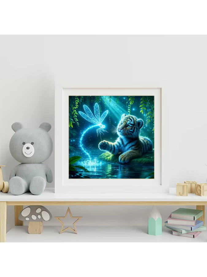EverShine DIY Diamantstickerei Set mit Tiger und Libelle als Rundes Mosaik-Bild für Erwachsene - Bild 3