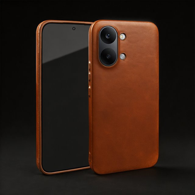 Echtes Lederetui für Xiaomi Redmi Note 13 Pro 5G und weitere Modelle, Handyhülle Rückseite in Schwarz oder Braun - Bild 1