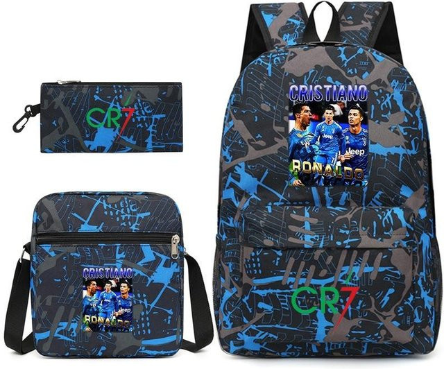 3-teiliges Schulrucksack-Set in Blau aus Oxford-Stoff mit Schultasche, Schultergurt und Federmäppchen - Bild 1
