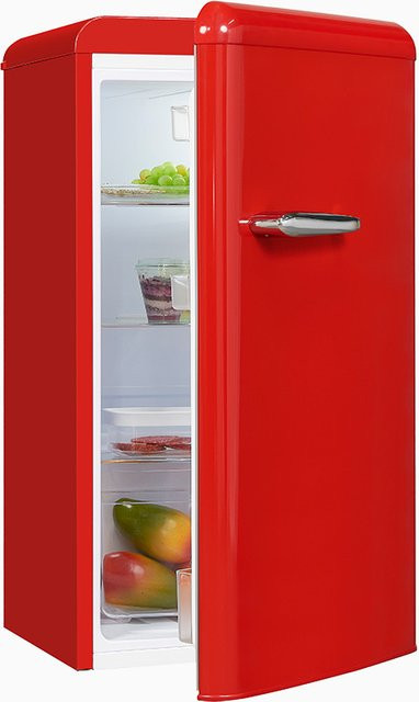 Exquisit RKS100-V-H-160F Retro Vollraumkühlschrank in Rot, freistehend - Bild 1