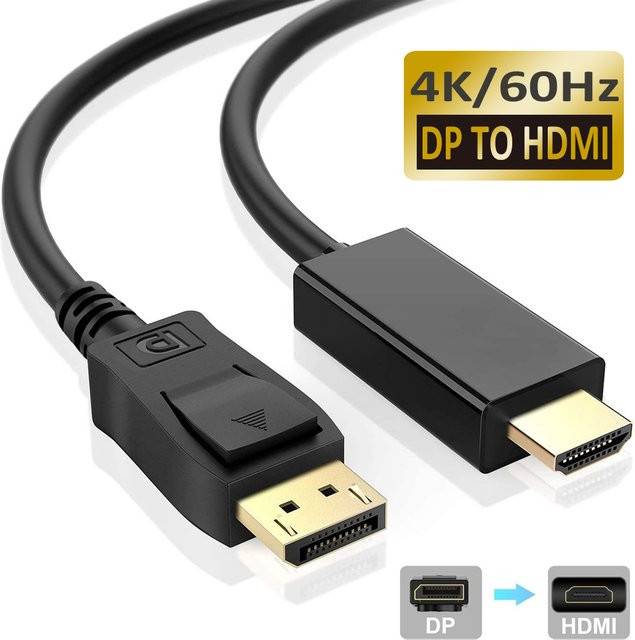 Navceker DisplayPort zu HDMI Konverter Adapter für 4K 60Hz, Schwarz - Bild 1