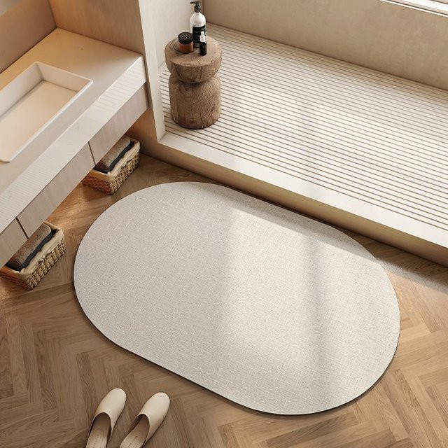 Creme Air Badezimmer Bodenmatte aus Diatom Schlamm in Beige, B/T: 60 x 40 cm - Bild 1