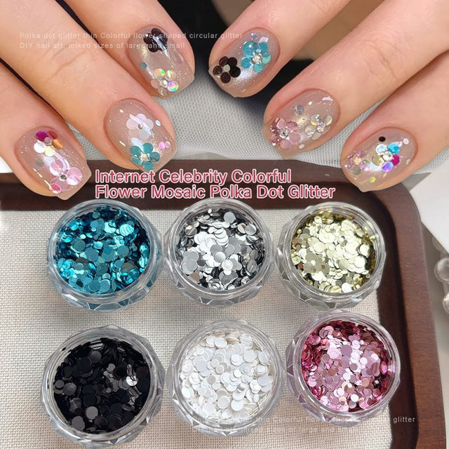 HotPress Nagelpailletten, bunte Blumenformen, Glänzend, Unisex - Bild 1