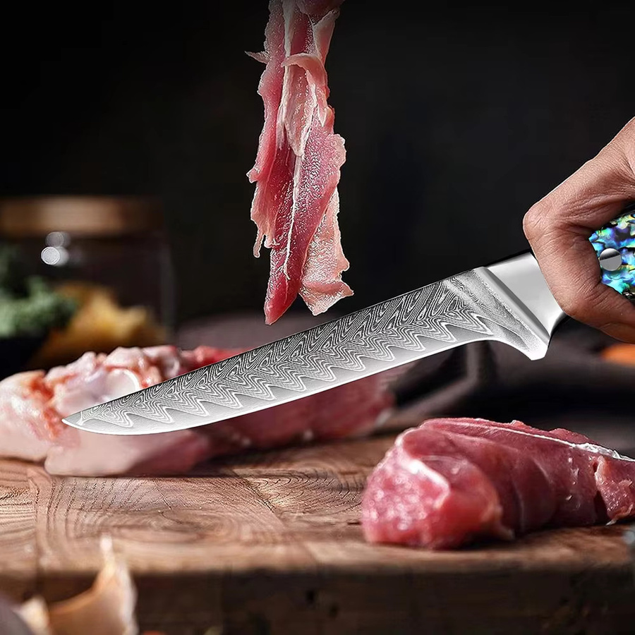 Xituo Damaststahl Ausbeinmesser mit flexibler Klinge, professionelles Filetmesser für Fisch, Geflügel und Fleisch, Mehrfarbig, Klingenlänge: 15,24 cm - Bild 6
